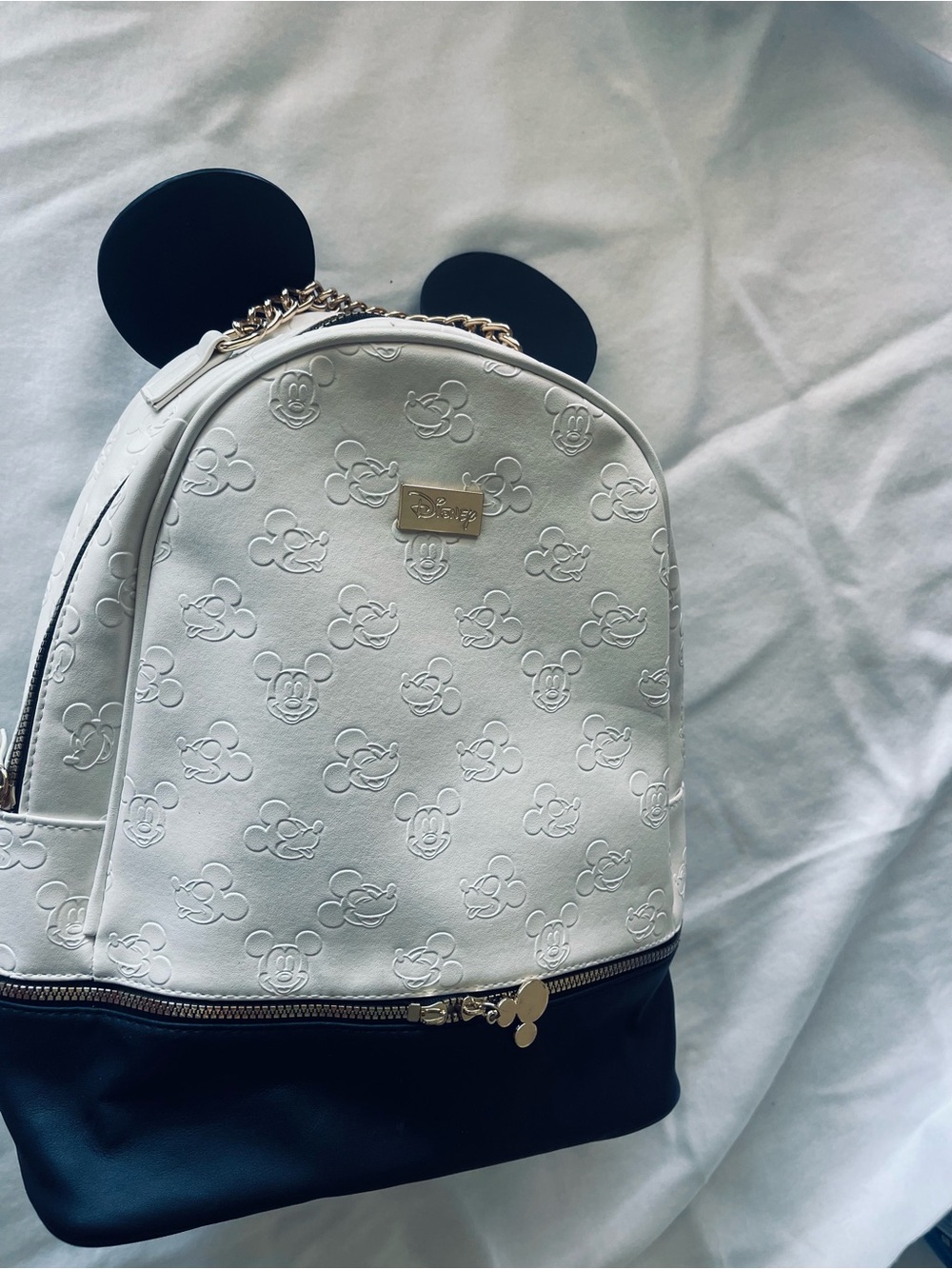 Disney White & Black Mickey Ear Mini Backpack